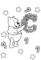 coloriage Winnie et la couronne de noel